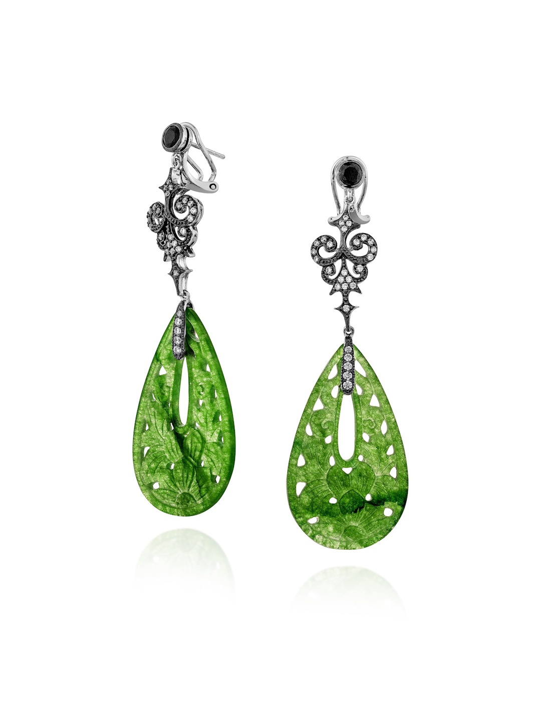 

MISS JO Mystic Floral Vine 925 Sterling Silver Rhodium-Plated Crystals Drop Earrings