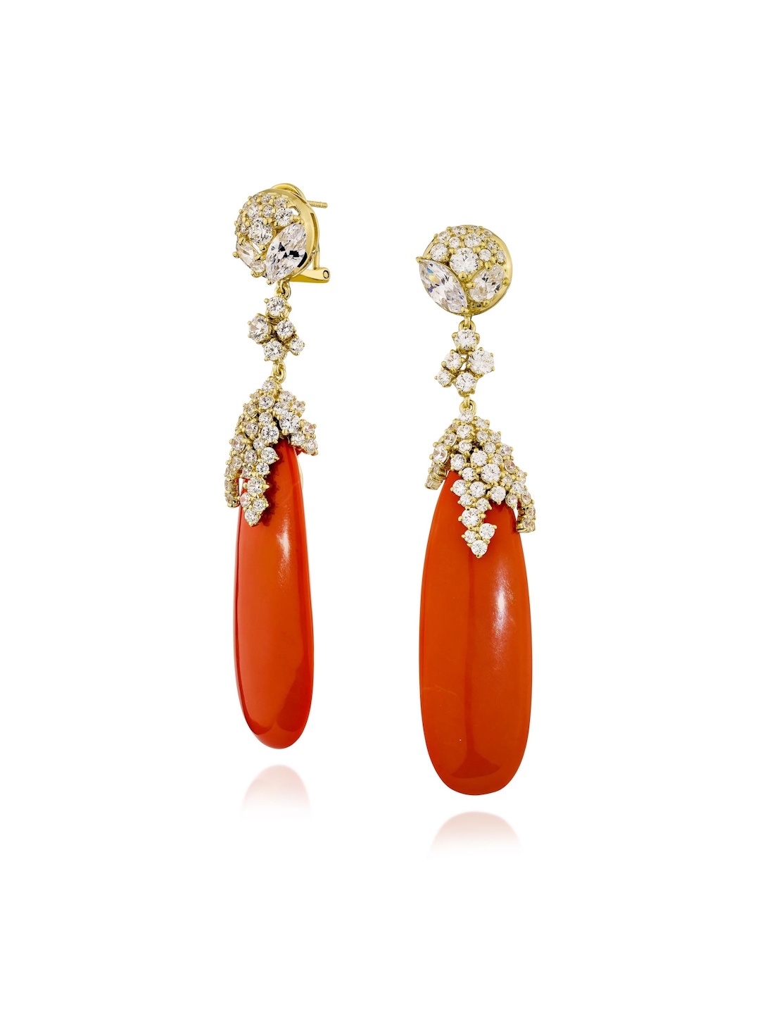 

MISS JO 925 Sterling Silver Gold Plated Cubic Zirconia Contemporary Drop Earrings