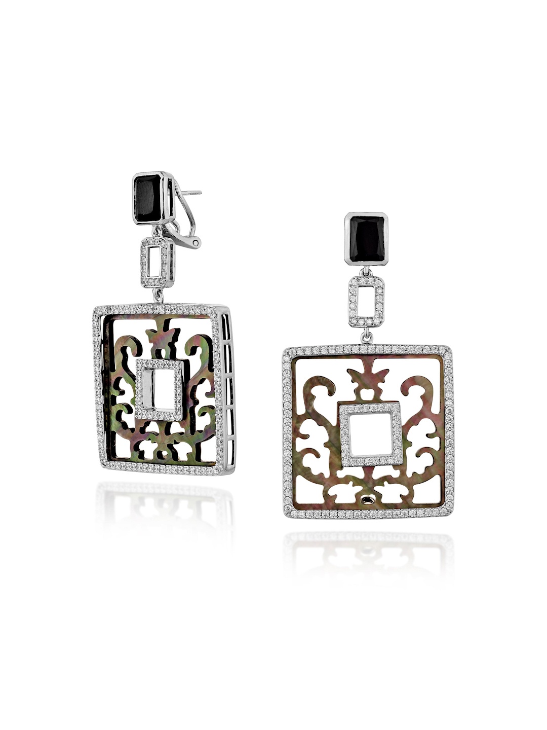 

MISS JO Timeless Treasure 925 Sterling Silver Rhodium-Plated Crystals Drop Earrings