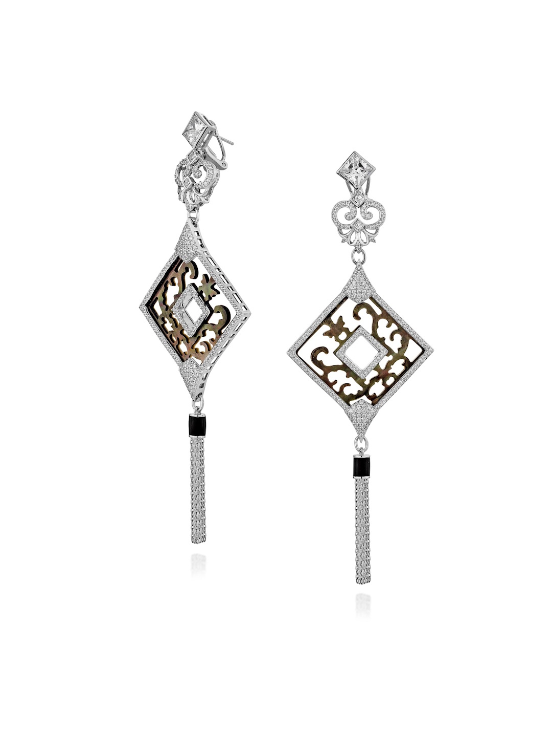 

MISS JO 925 Sterling Silver Contemporary Drop Earrings, White