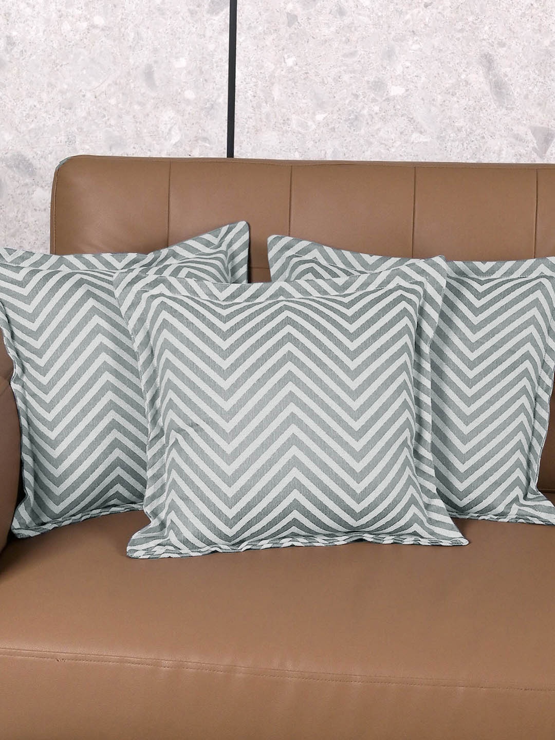

Saral Home Grey & White 3 Pieces Geometric Cotton Square Cushion Covers