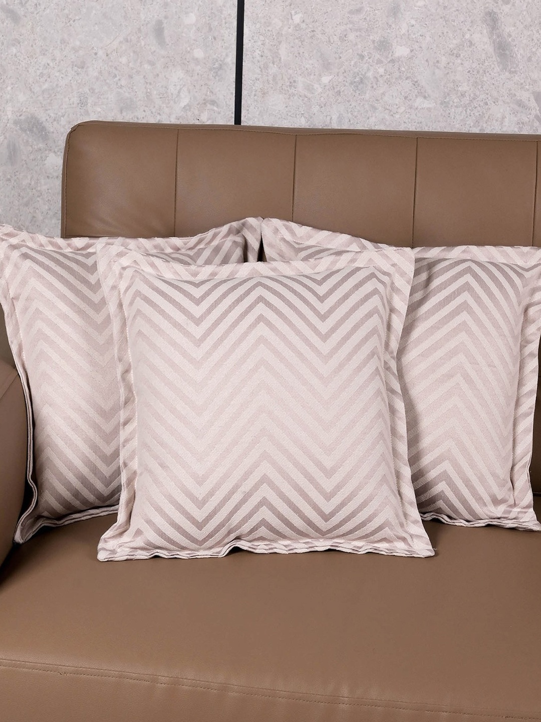 

Saral Home Beige 3 Pieces Geometric Cotton Square Cushion Covers