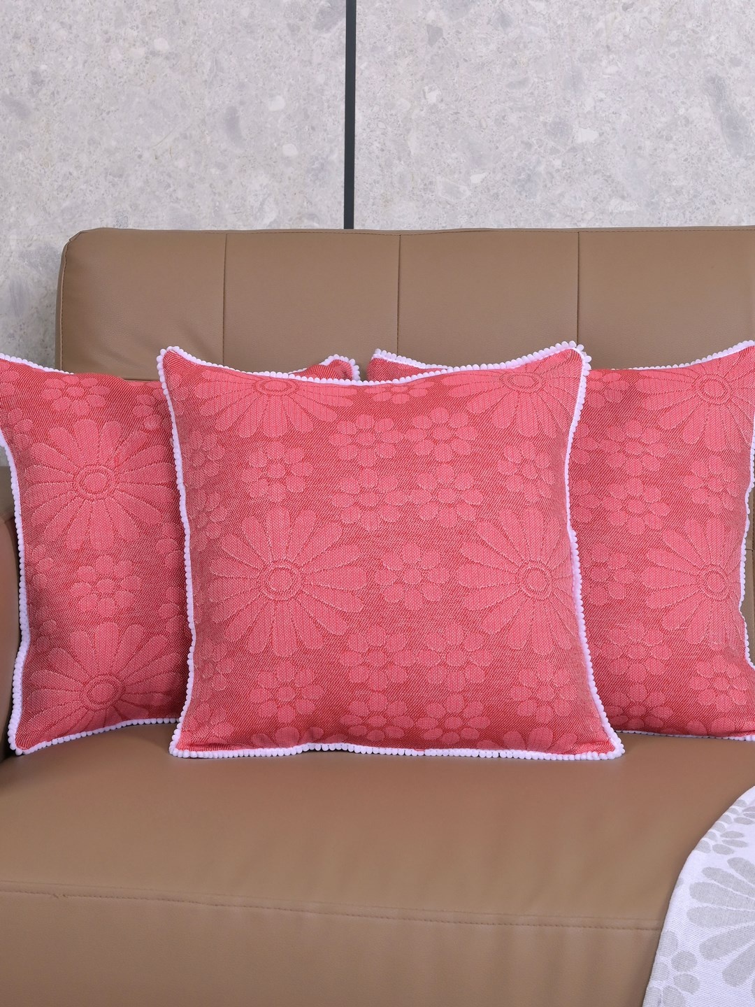 

Saral Home Rust 3 Pieces Chitki Floral Cotton Square Cushion Covers