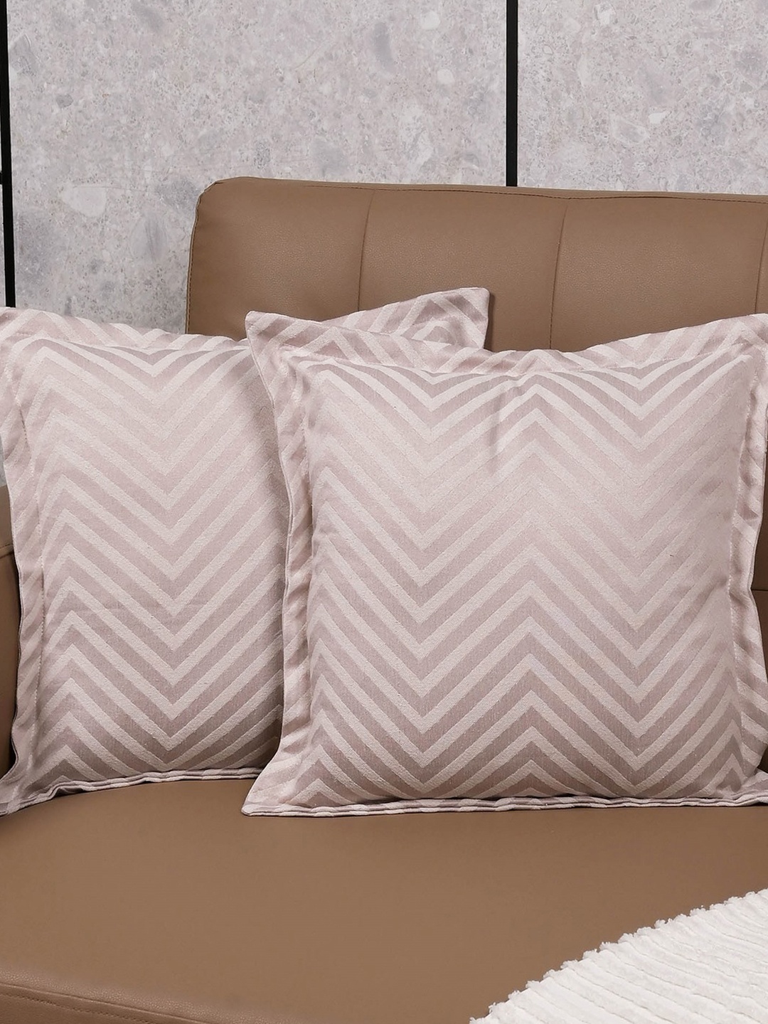 

Saral Home Beige 2 Pieces Geometric Cotton Square Cushion Covers