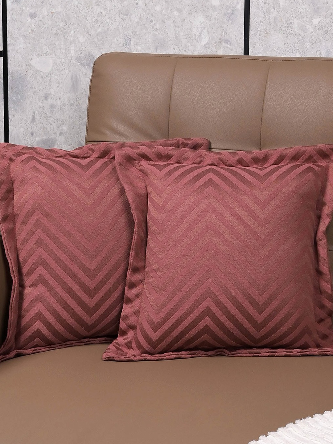 

Saral Home Rust 2 Pieces Geometric Cotton Square Cushion Covers