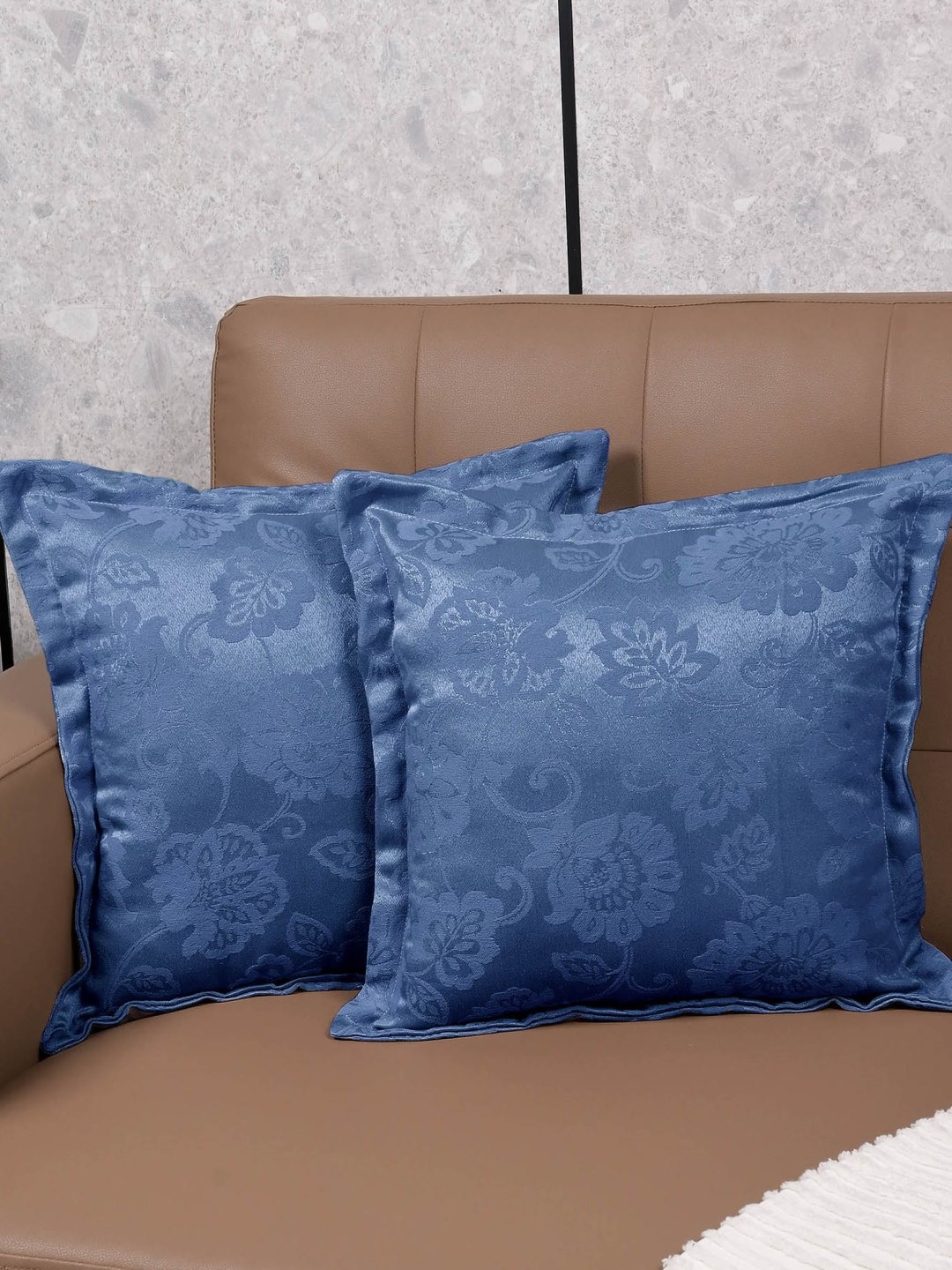 

Saral Home Jardin Blue 2 Pieces Floral Cotton Square Cushion Covers