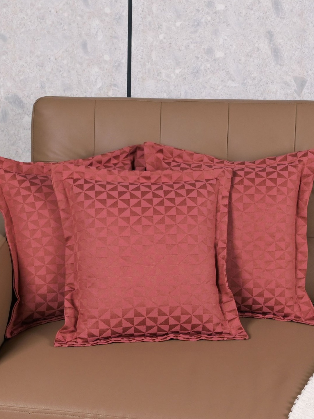 

Saral Home Rust 3 Pieces Geometric Firki Cotton Square Cushion Covers