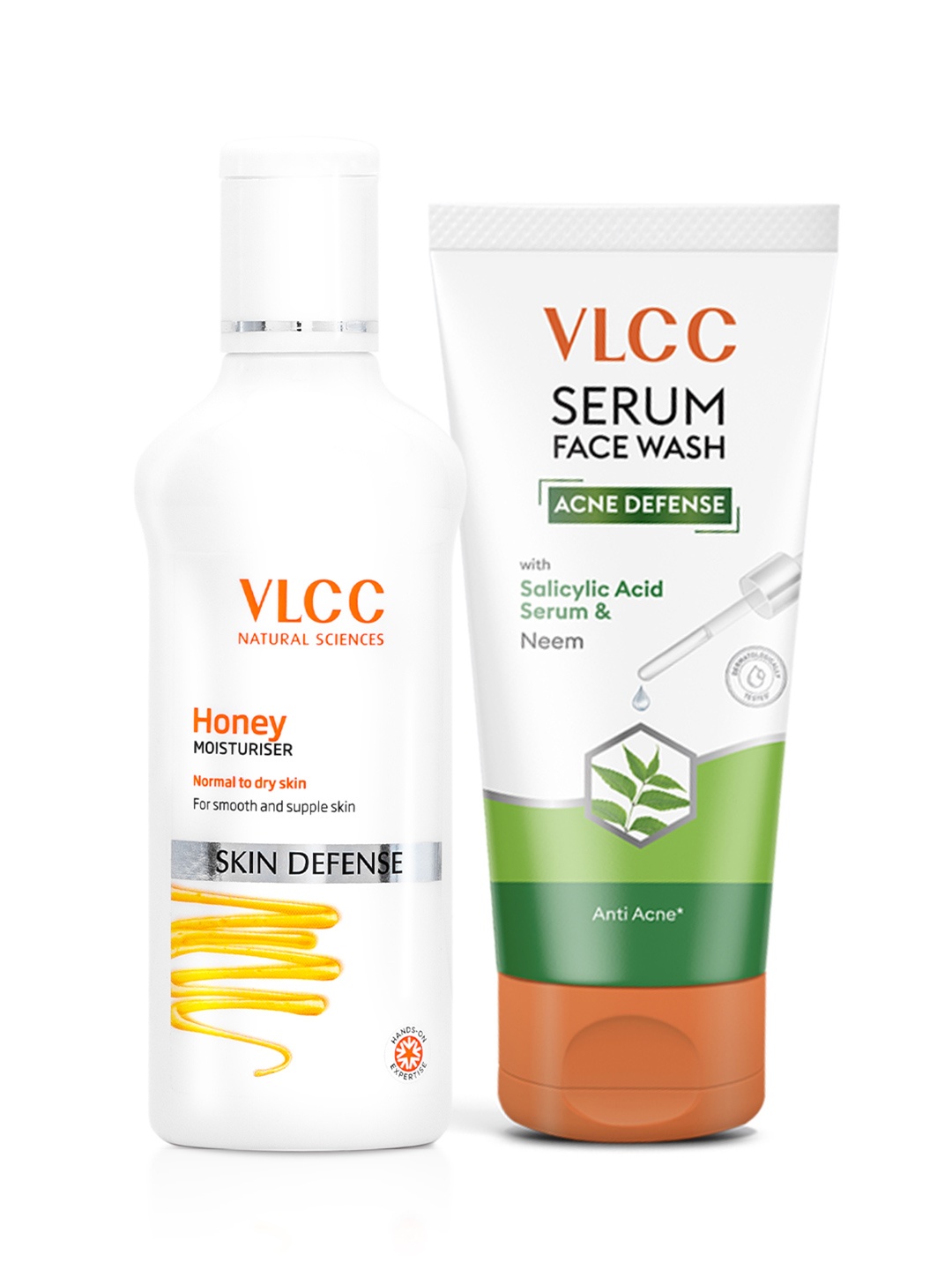 

VLCC Set of Skin Defense Honey Moisturizer & Acne Defense Serum Face Wash - 100 ml each, White