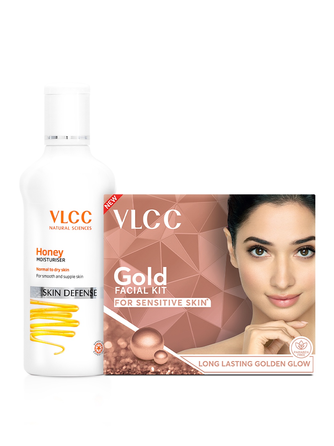 

VLCC Set of Skin Defense Honey Moisturizer - 100 ml & Gold Facial Kit - 60 g, Rose gold