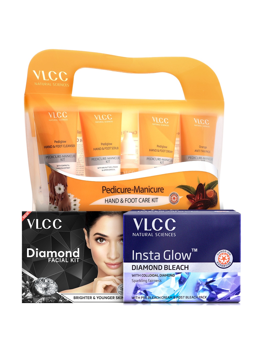 

VLCC Set of Pedicure-Manicure Kit with Diamond Bleach & Diamond Facial Kit, Yellow