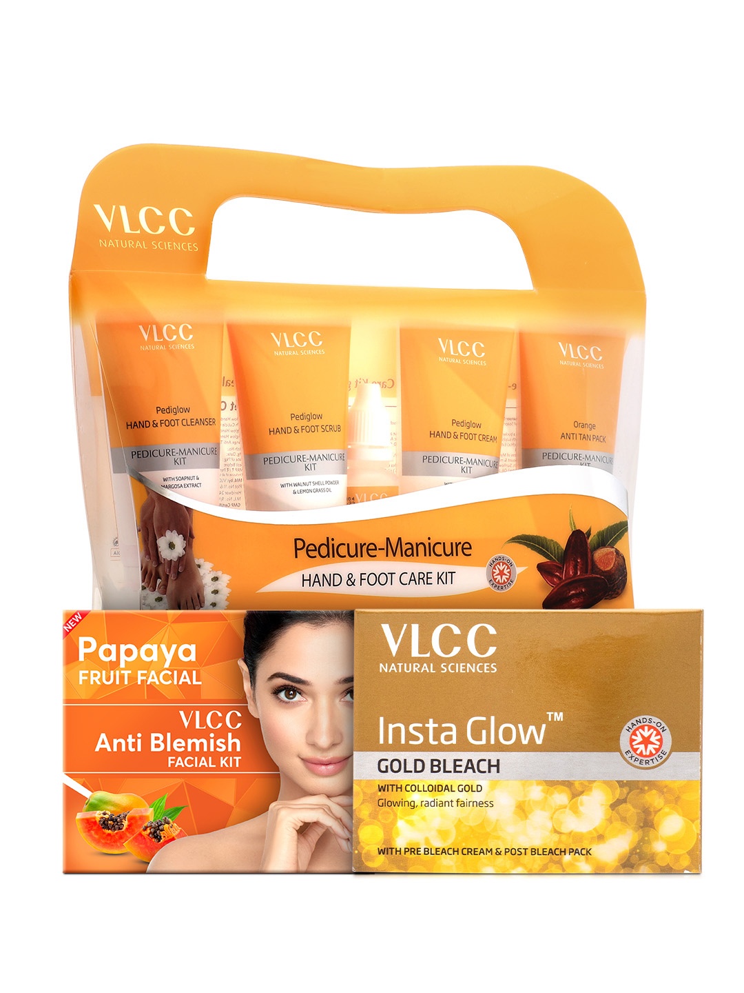 

VLCC Set of Pedicure-Manicure Kit with Papaya Facial Kit & Insta Glow Gold Bleach, Yellow