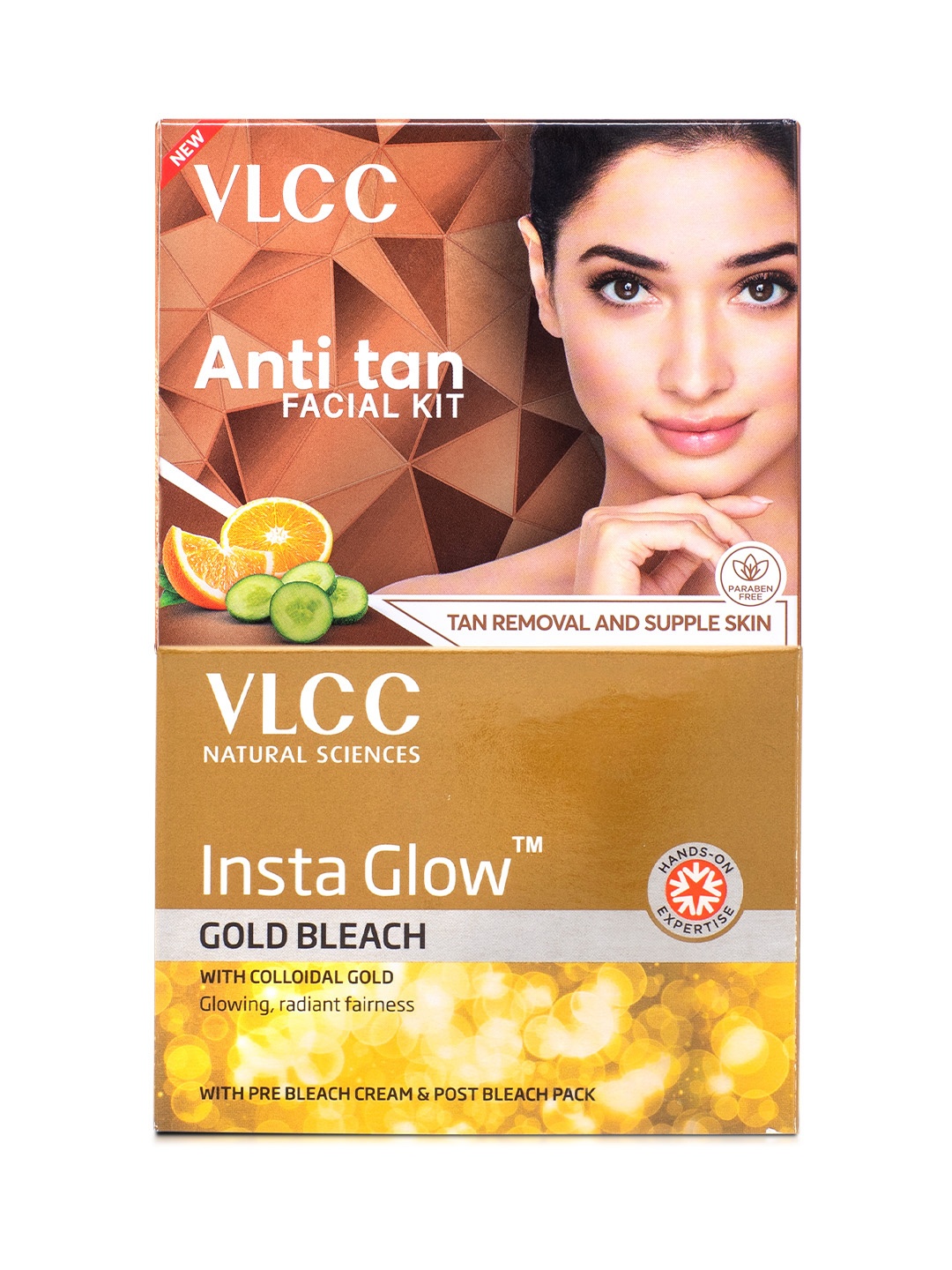 

VLCC Set of Insta Glow Gold Bleach & Anti Tan Facial Kit - 60 g each, Orange