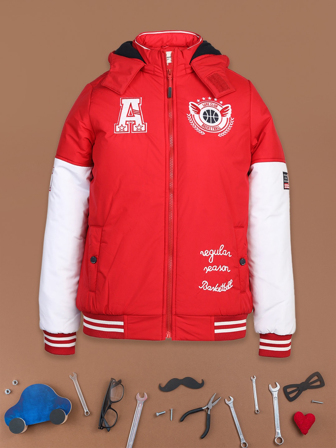 

LURE JUNIOR Boys Hooded Puffer Jacket, Red