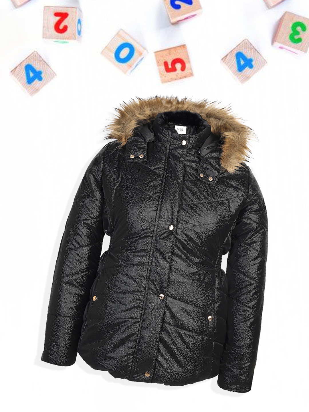 

LURE JUNIOR Girls Long Sleeves Parka Jacket, Black