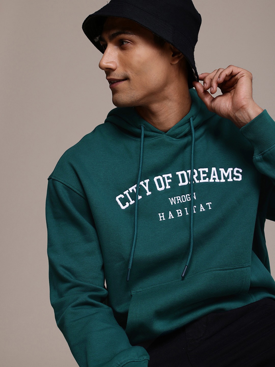 

WROGN Embroidered Hooded Oversized Fit Sweatshirt, Green