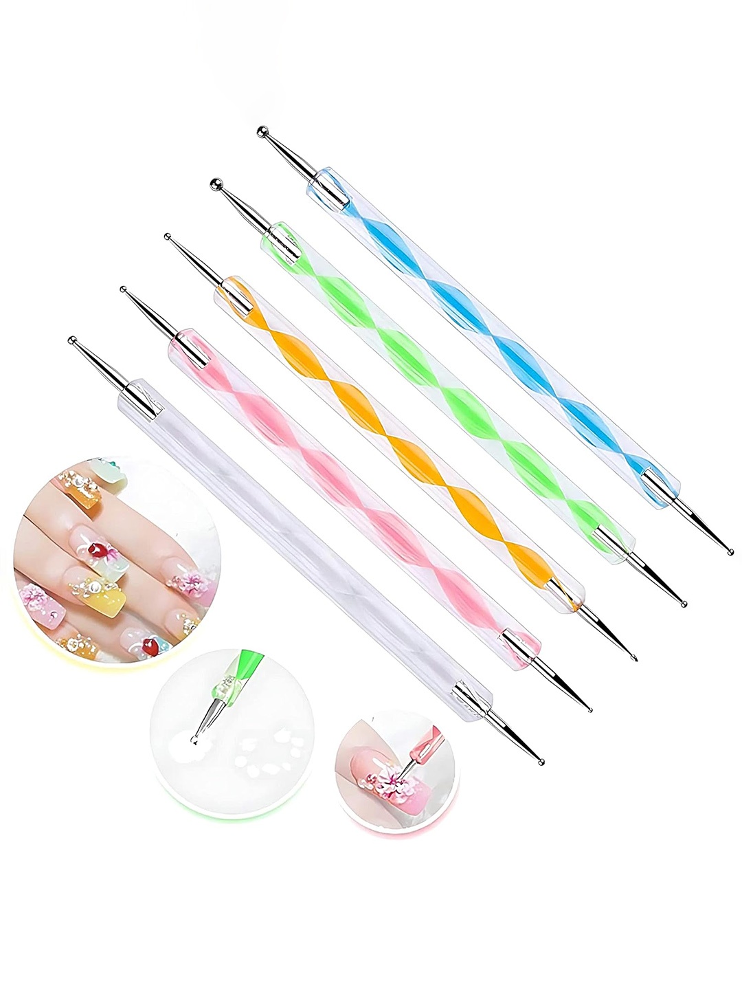 

NANCY AJRAM Set Of 5 2 Way Dotting Pen Tool Nail Art, Blue