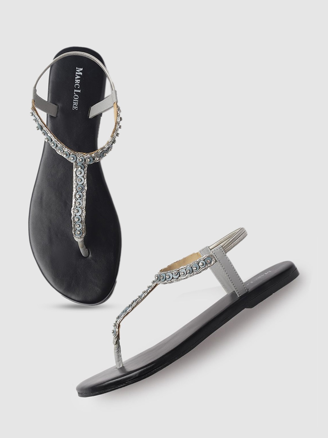 

Marc Loire Women Round Toe Ethnic T-Strap Flats, Black