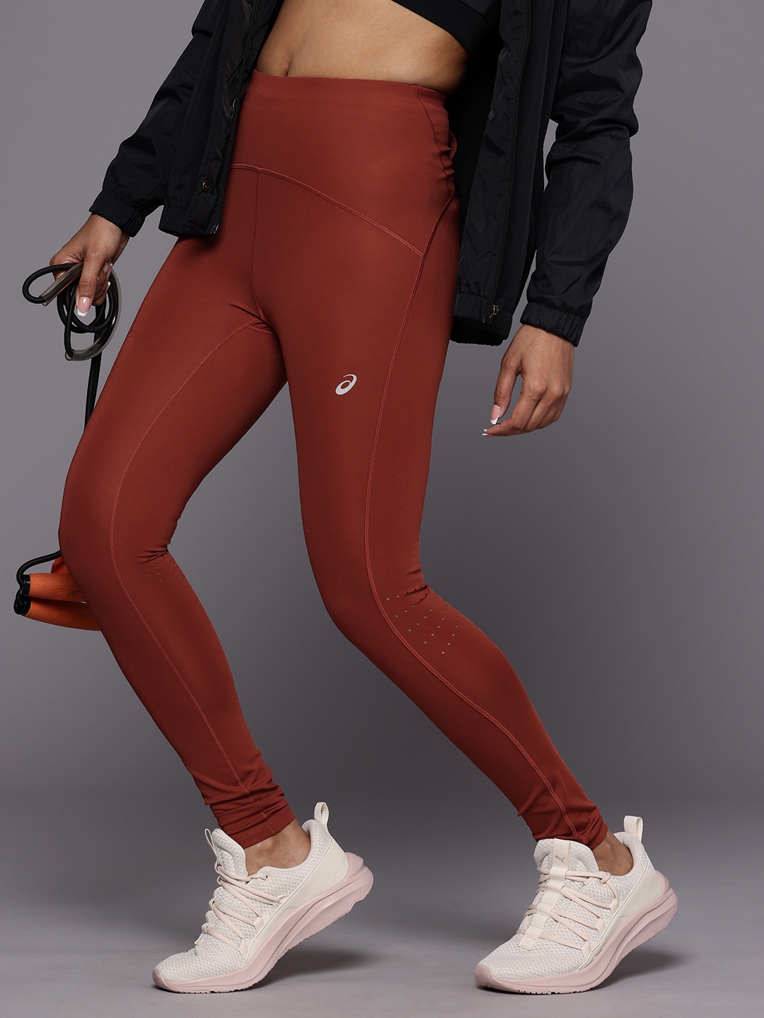 

ASICS Women Solid Running Tights, Maroon