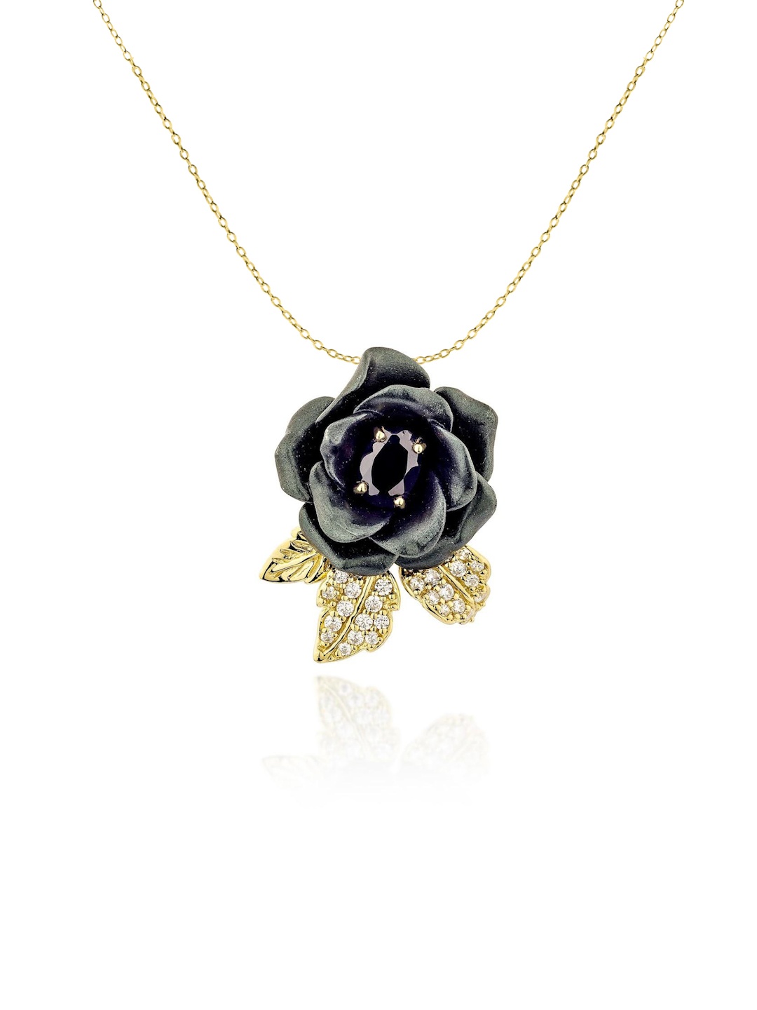 

MISS JO Gold Plated 925 Sterling Silver Cubic Zirconia Floral Pendant with Chain