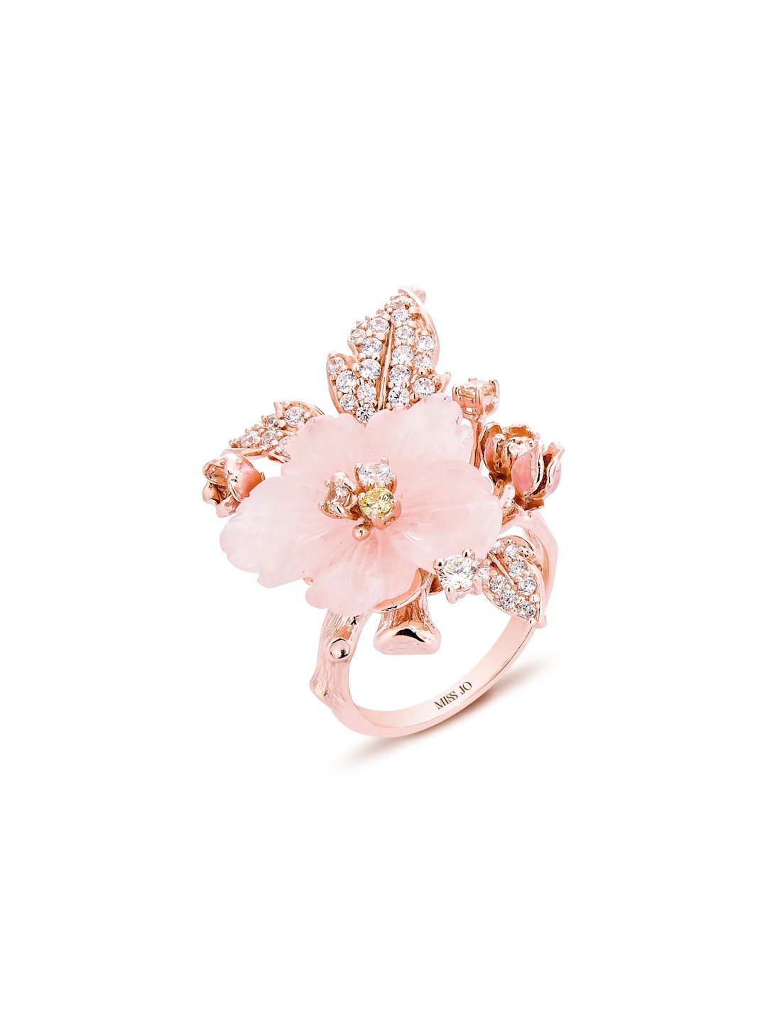 

MISS JO 925 Sterling Silver Rose Gold-Plated Cubic Zirconia Studded Finger Ring