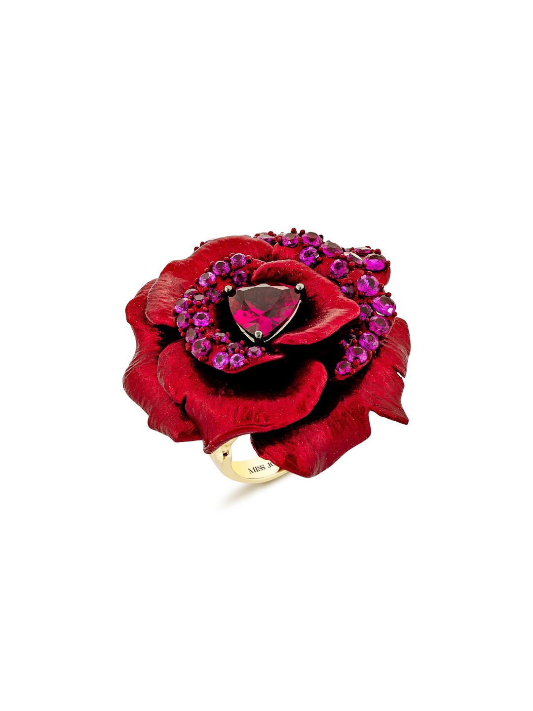 

MISS JO Gold-Plated 925 Sterling Silver CZ Stone-Studded Majestic Rosa Gleam Finger Ring