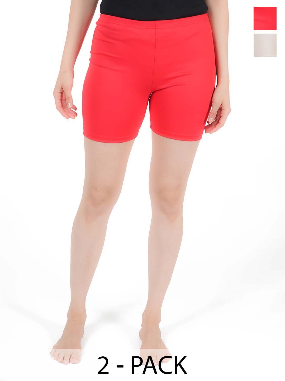 

Jandir Fashion Women Pack of 2 Regular Fit Cycling Sports Shorts, Red