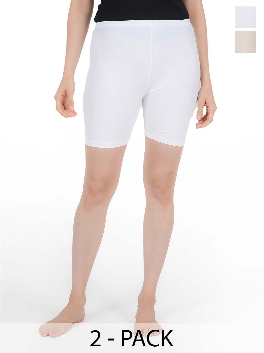 

Jandir Fashion Women Pack of 2 Regular Fit Cycling Sports Shorts, White