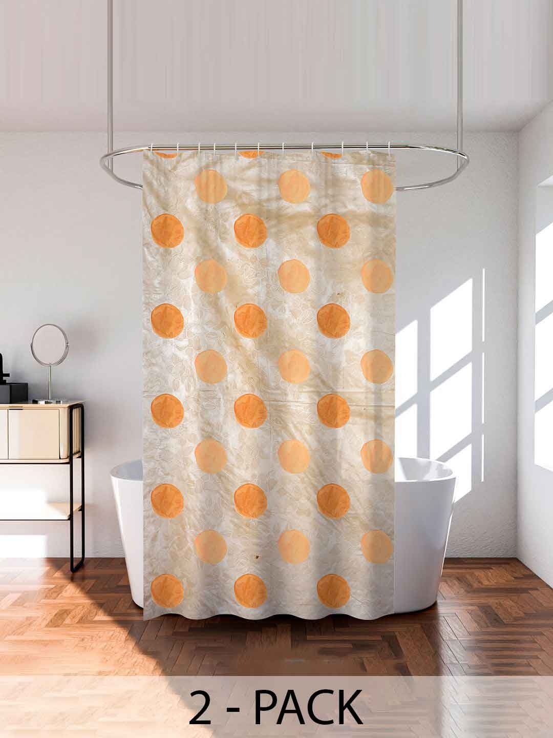 

Kuber Industries Gold-Toned & Off White 2 Pieces Printed Shower Curtains