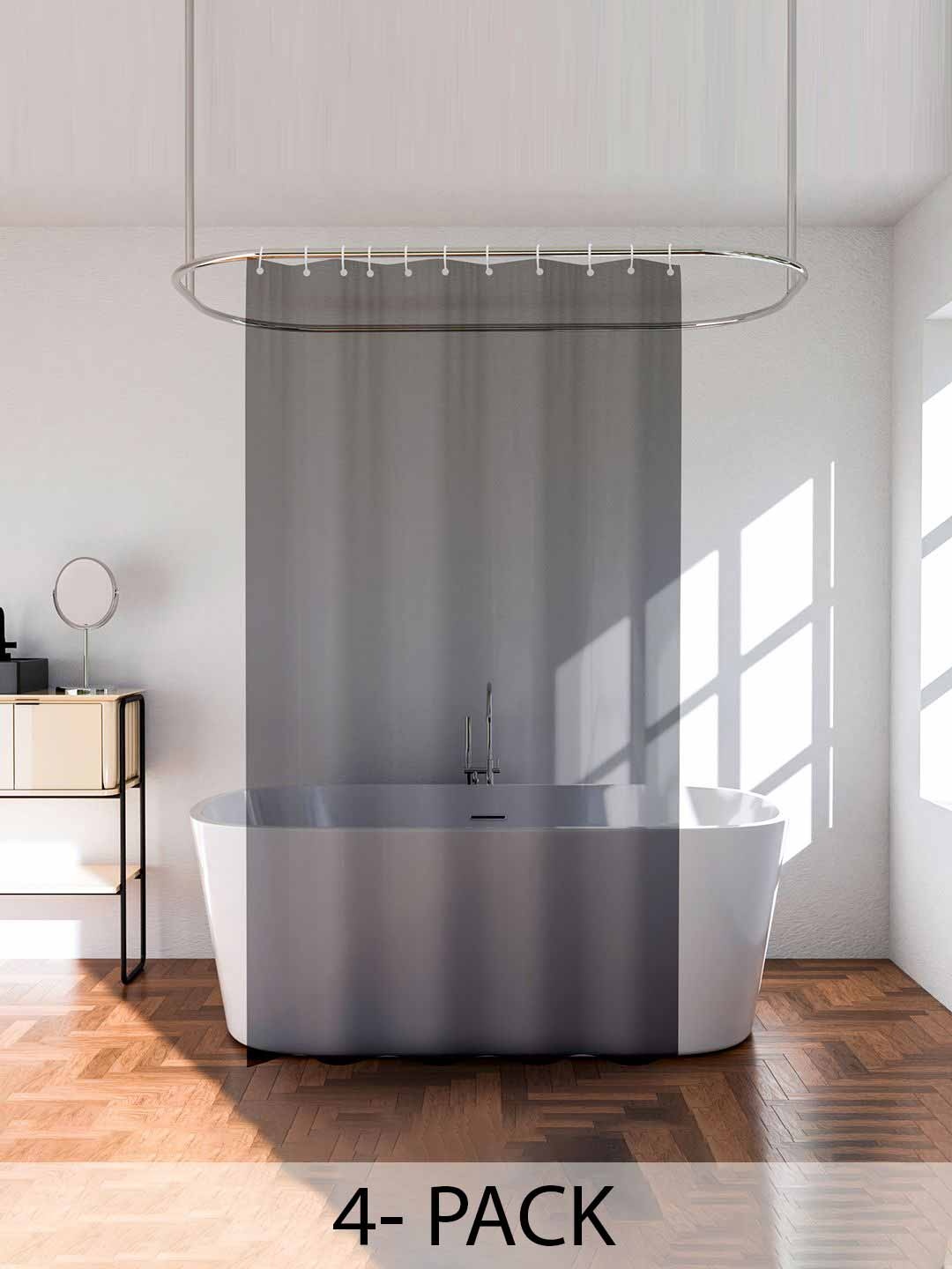 

Kuber Industries Black & Transparent 4 Pieces Striped Shower Curtains, Grey