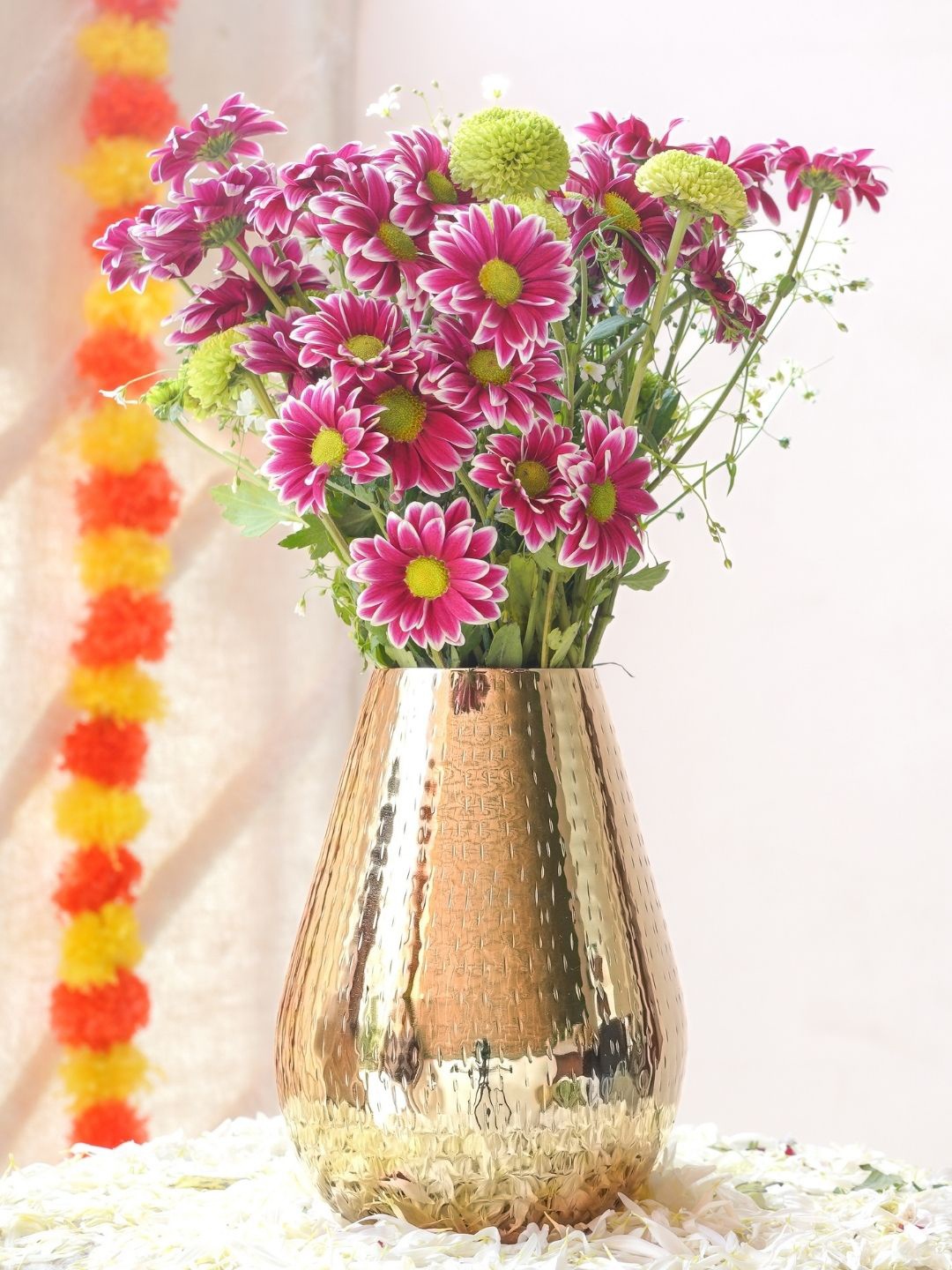 

BEHOMA Gold Toned Metal Drop Shaped Flower Vase