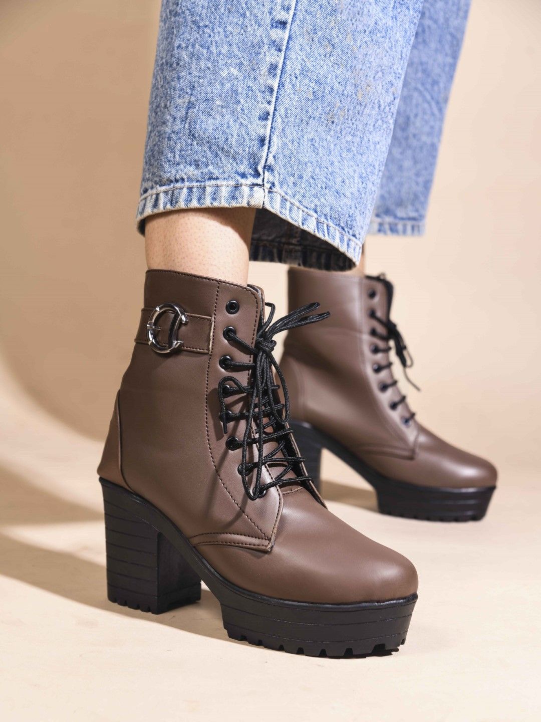 

JM Looks Men High-Top Lace-Up Regular Boots for Women, Brown