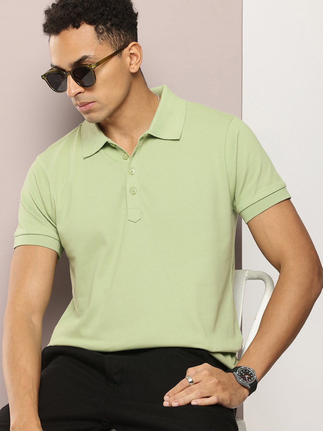 

DILLINGER Men Polo Collar T-shirt, Green