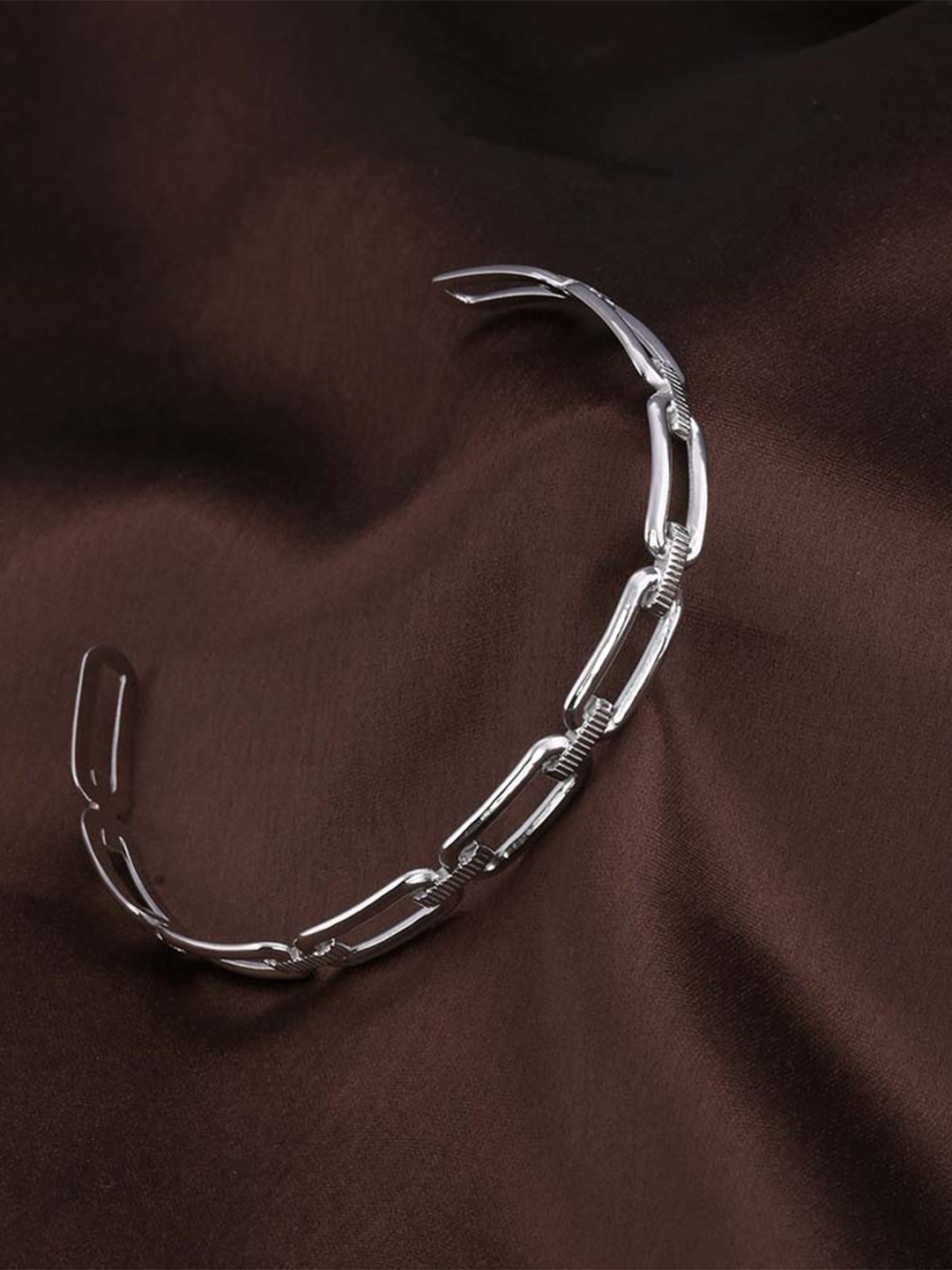 

PALMONAS Silver-Plated Stainless Steel Cuff Bracelet