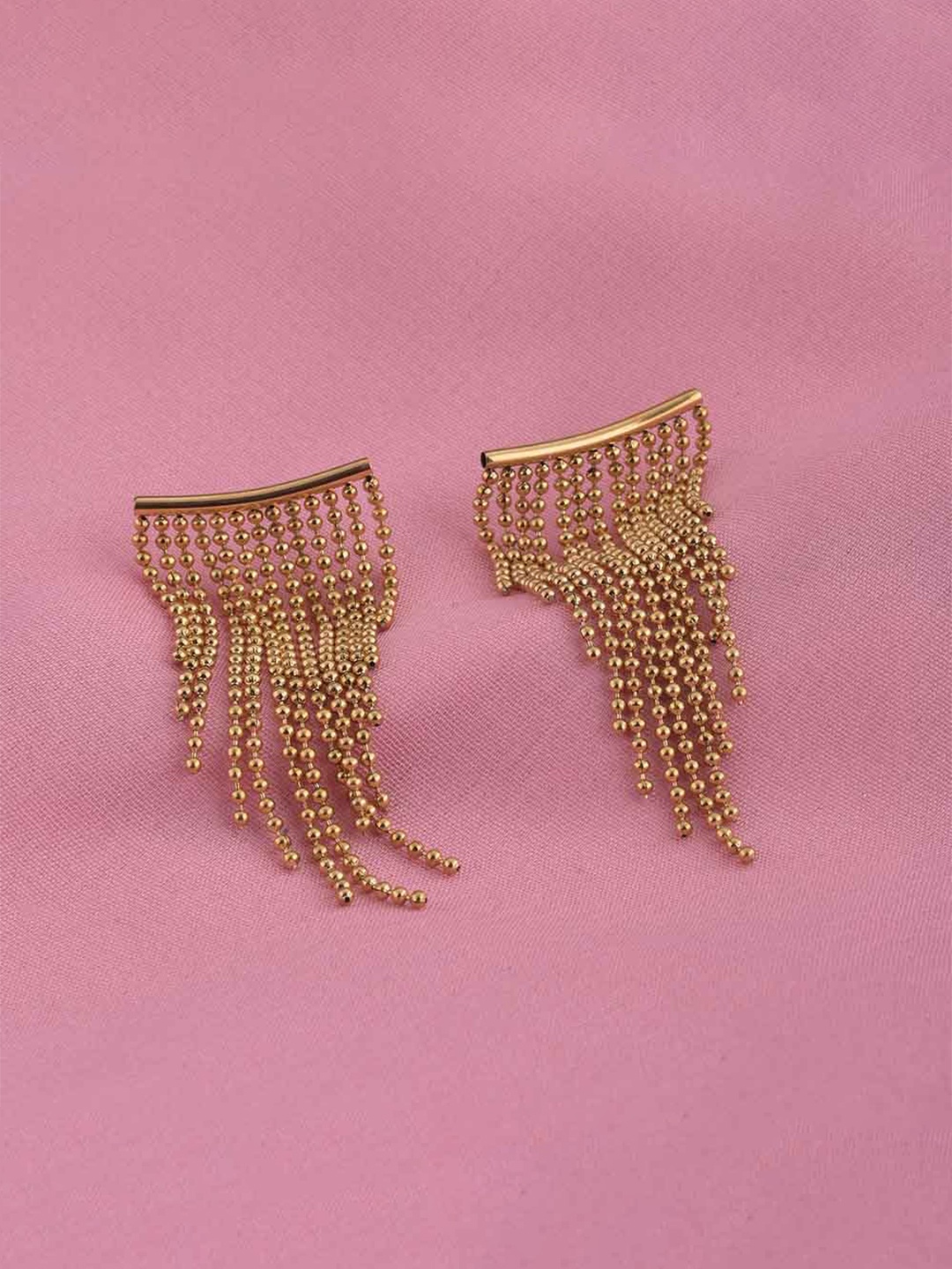

PALMONAS Gold-Plated Teardrop Shaped Drop Earrings