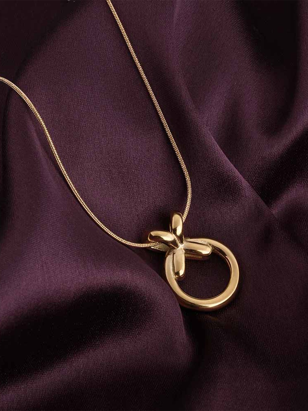 

PALMONAS Stainless Steel Gold-Plated Pendant With Chain