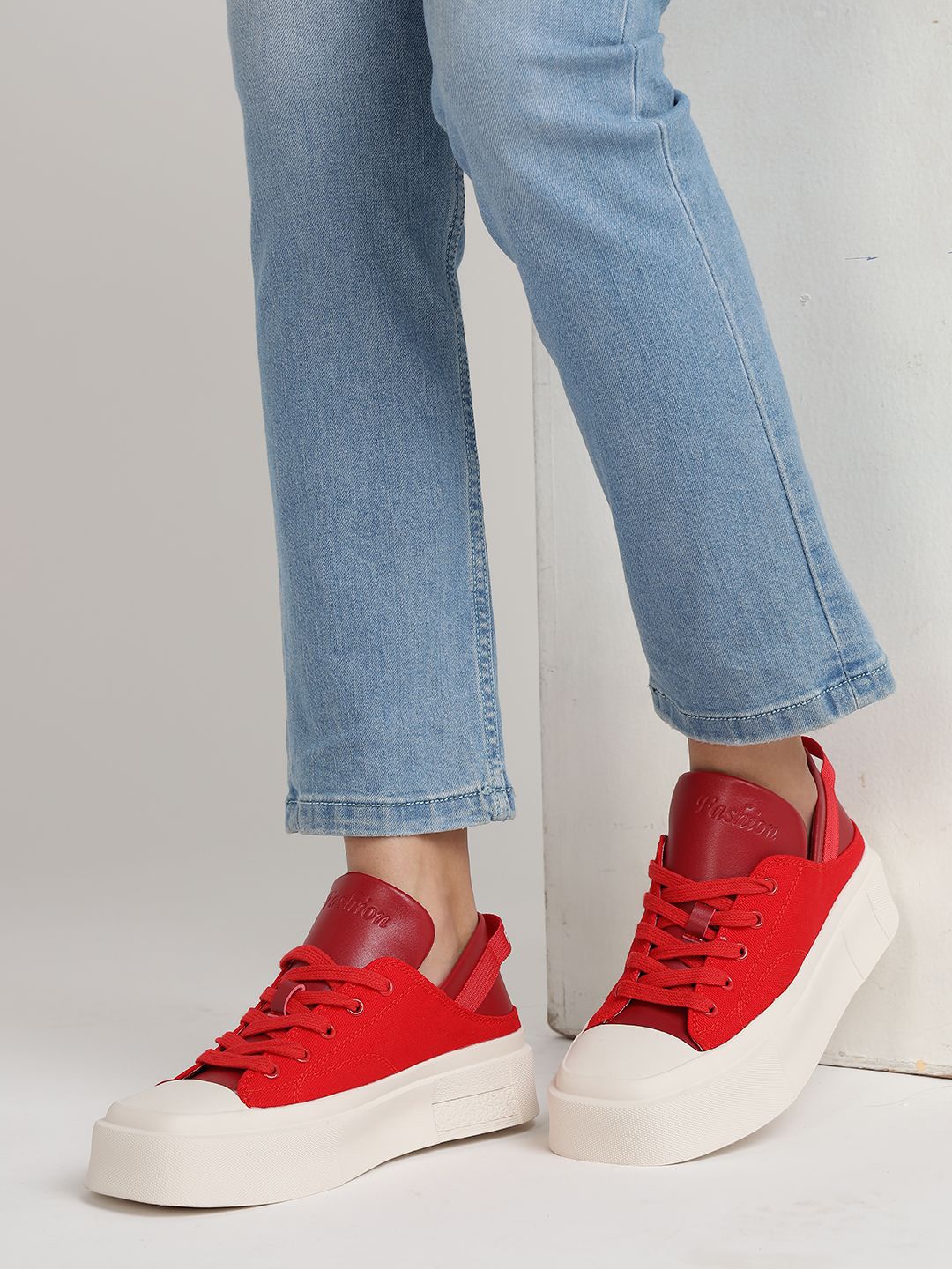 

Truffle Collection Women Lace-Ups Solid Sneakers, Red