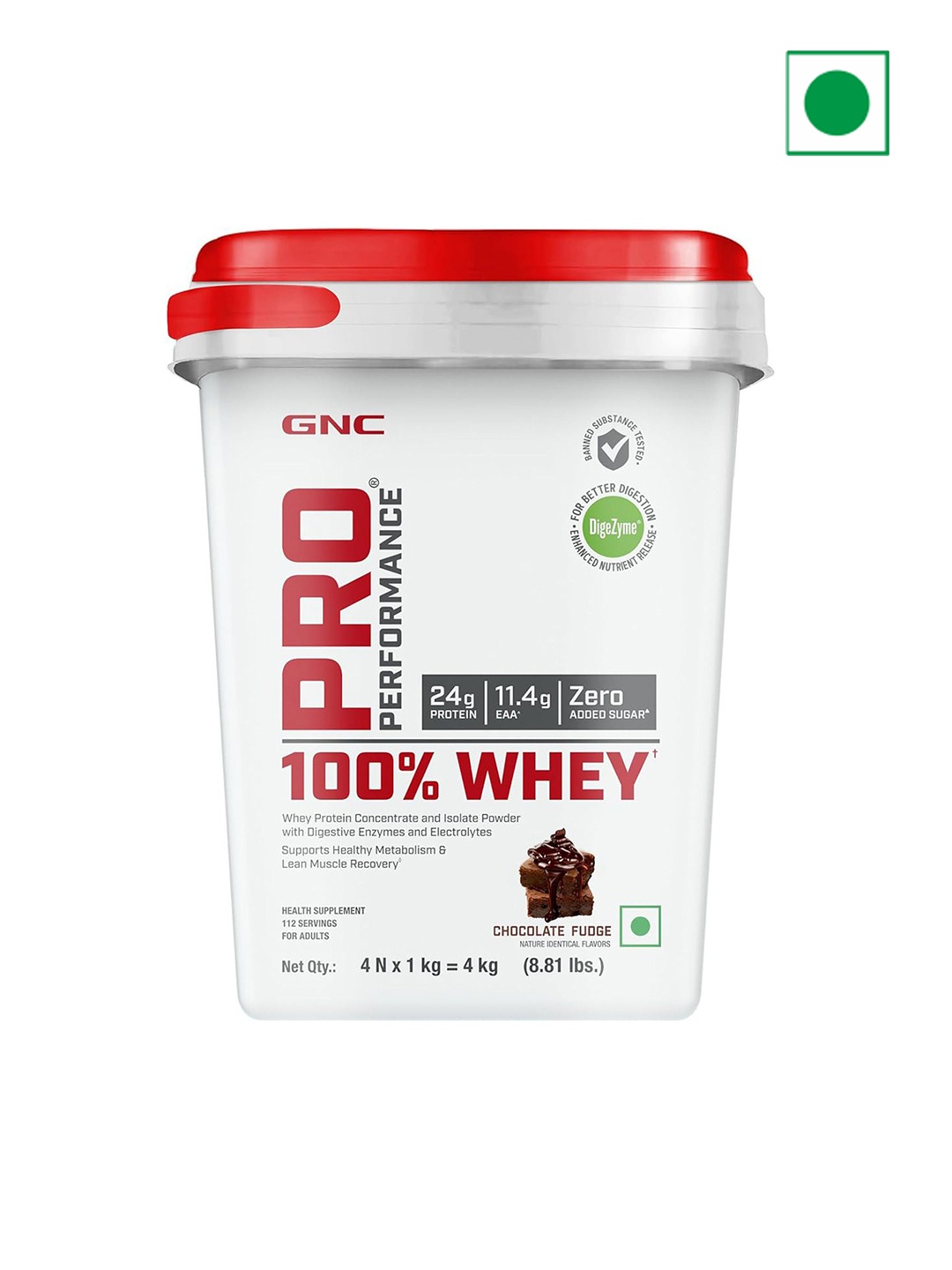 

GNC Pro Performance 100% Whey Protein Powder- Chocolate Fudge - 4 kg, White