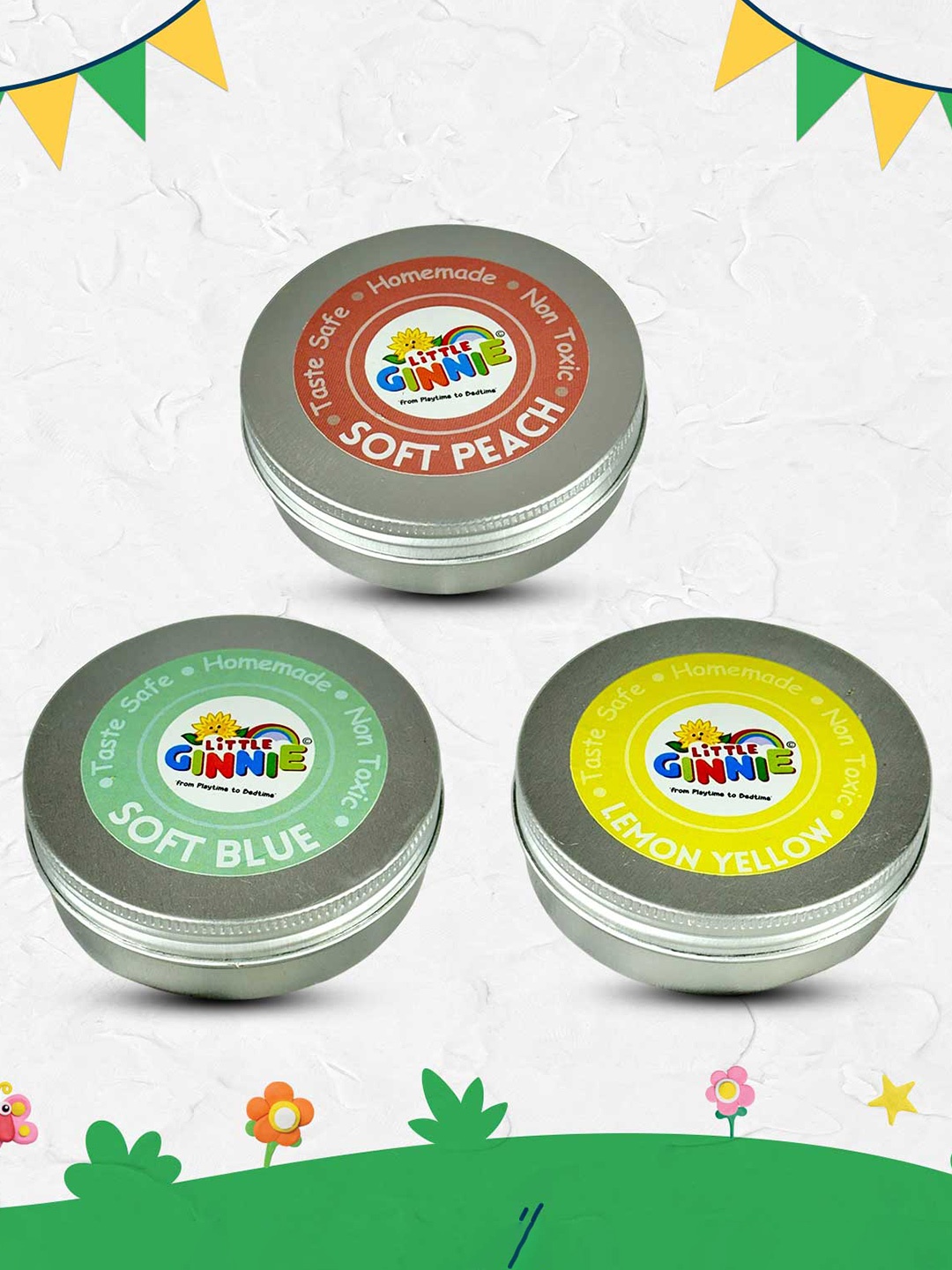 

Little Ginnie Kids Sensory Playdough Pastel Toys- Lemon Yellow, Soft Peach, Soft Blue, Multi