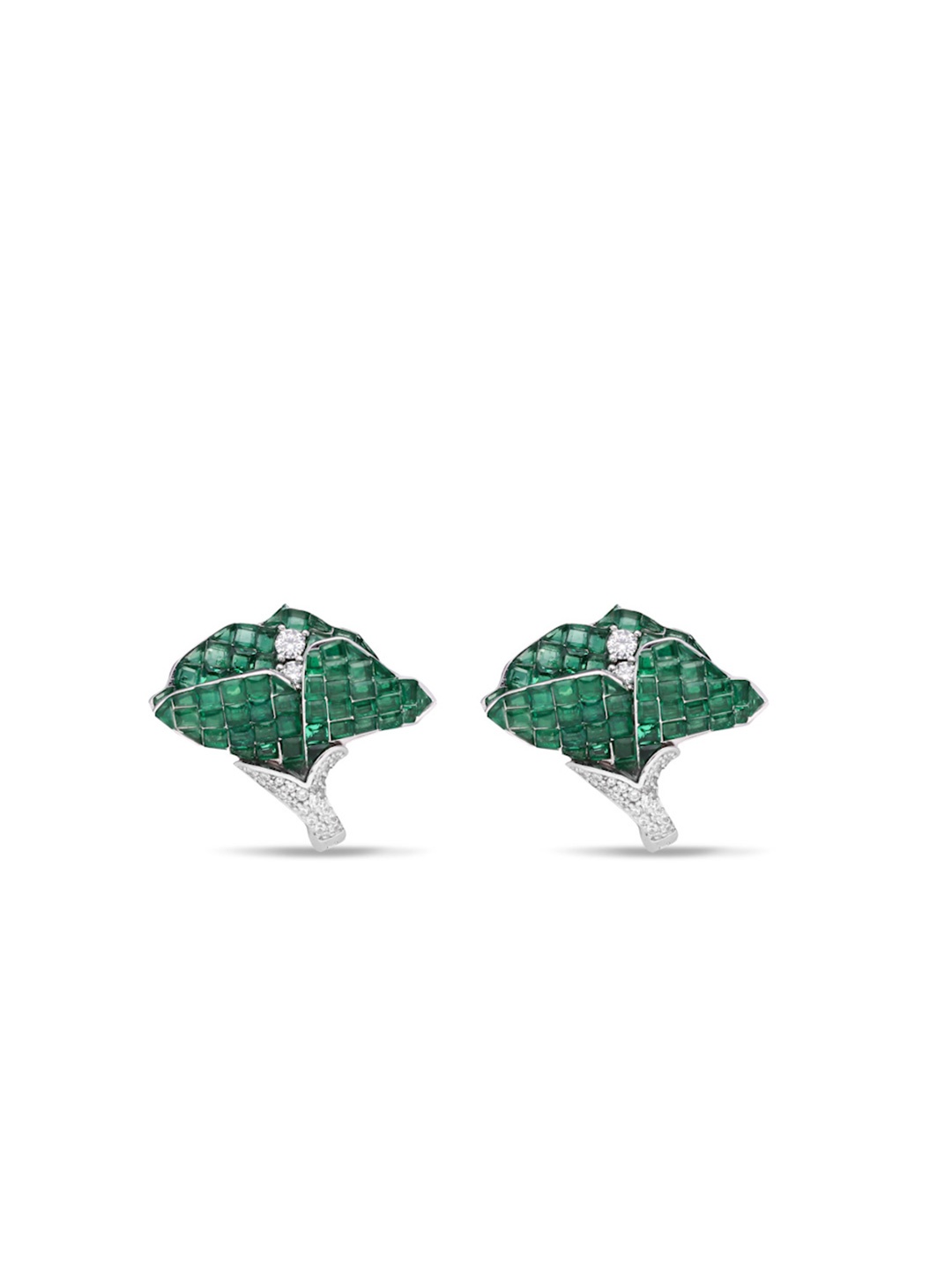 

MISS JO Moonlit Willow 925 Sterling Silver Rhodium-Plated Crystals Studded Studs