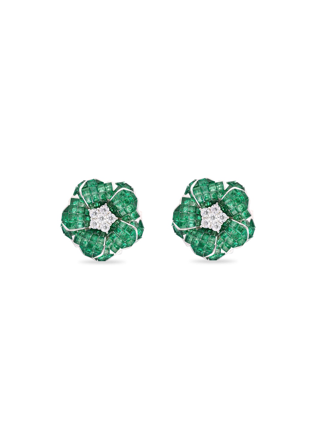 

MISS JO 925 Sterling Silver Rhodium-Plated Stone Studded Studs