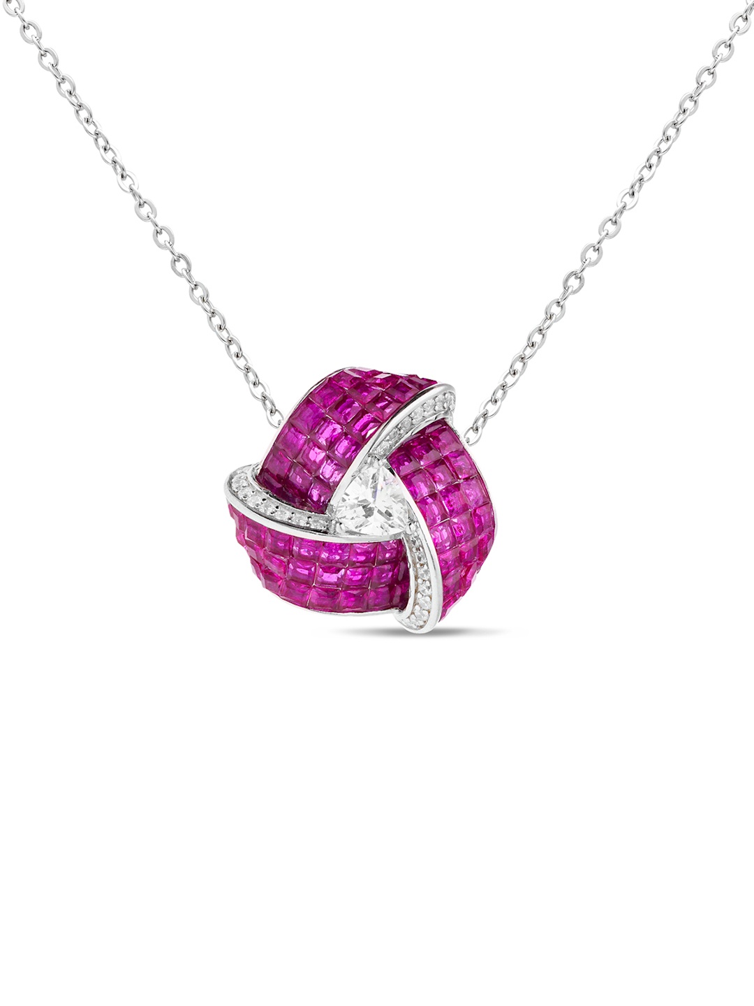 

MISS JO Rhodium Plated 925 Sterling Silver Artificial Stones Pendant with Chain