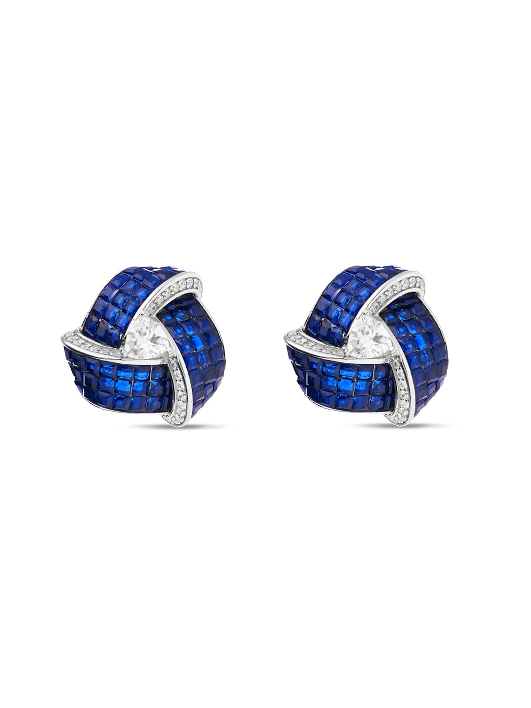 

MISS JO Rhodium Plated 925 Sterling Silver Artificial Stones Studs