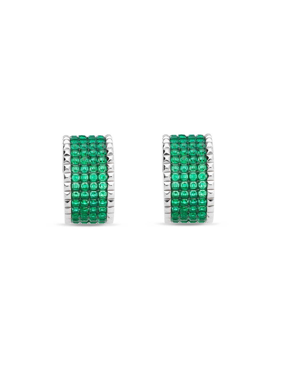 

MISS JO 925 Sterling Silver Rhodium Plated Contemporary Half Hoop Earrings, Green