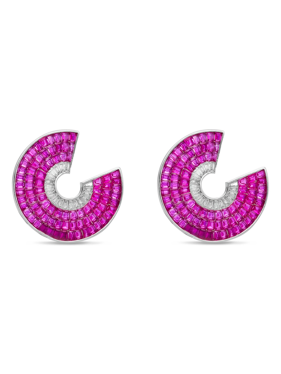 

MISS JO 925 Sterling Silver Plating Rhodium-Plated Contemporary Beaded Studded Earrings, Pink