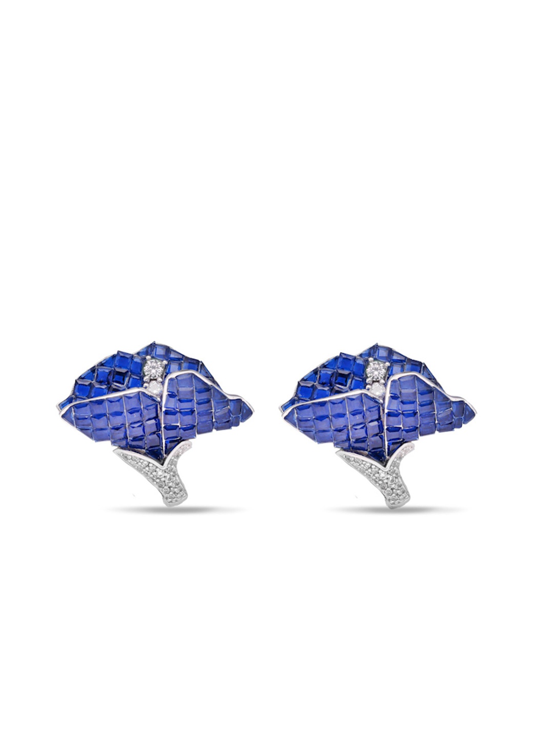 

MISS JO 925 Sterling Silver Rhodium Plated Contemporary Studs, Blue