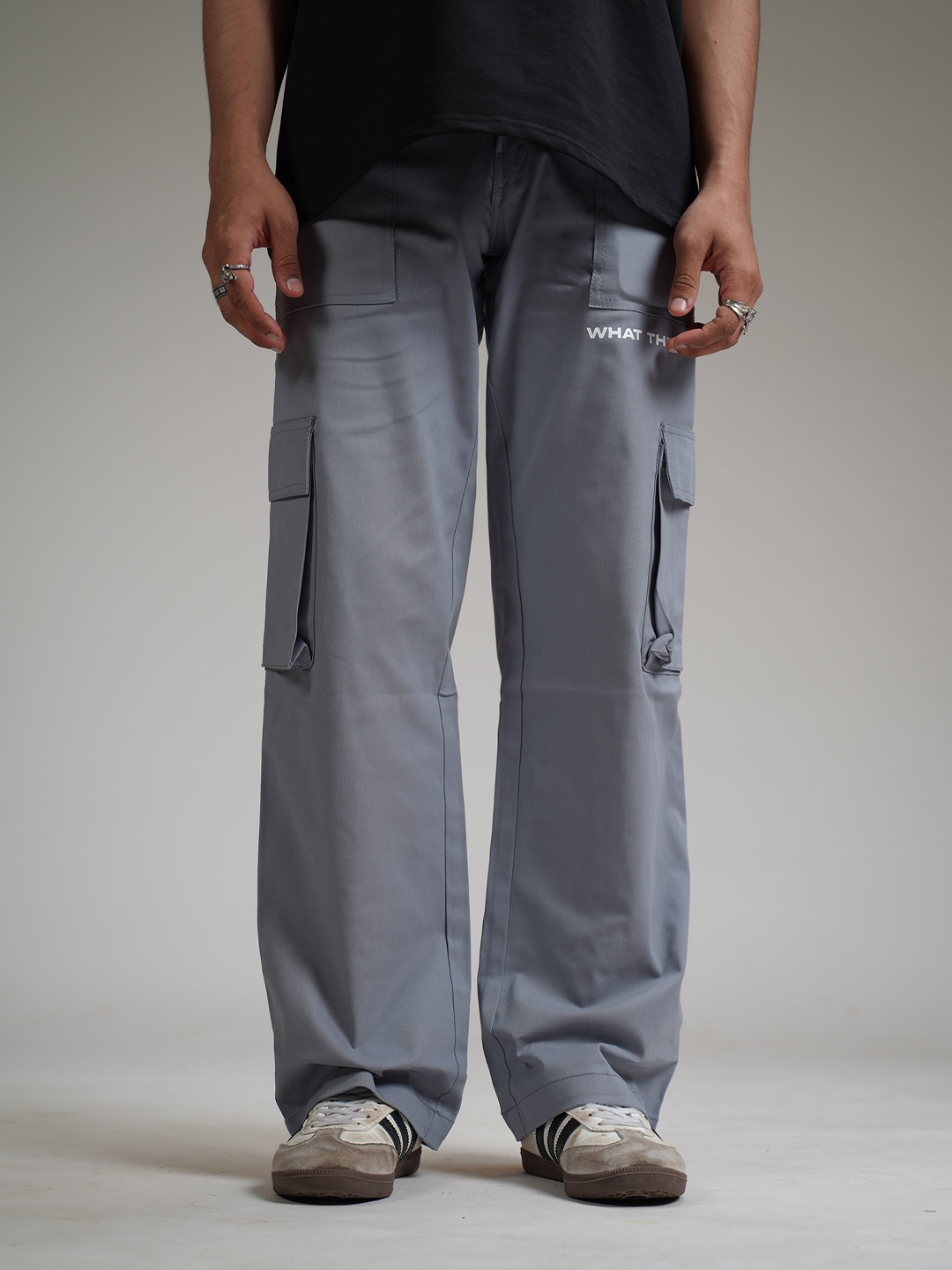 

WHAT THE FLEX Unisex Cargo Regular Trousers, Grey