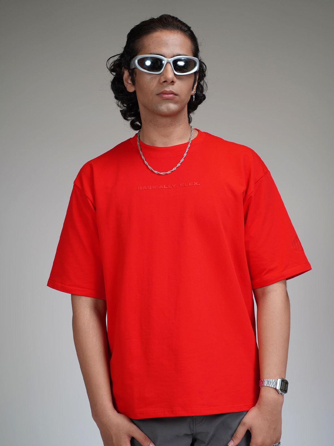 

WHAT THE FLEX Unisex Printed Pockets T-shirt, Red