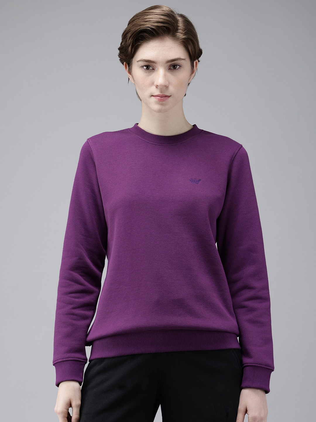 

Wildcraft Solid Round-Neck Pullover Sweatshirt, Purple