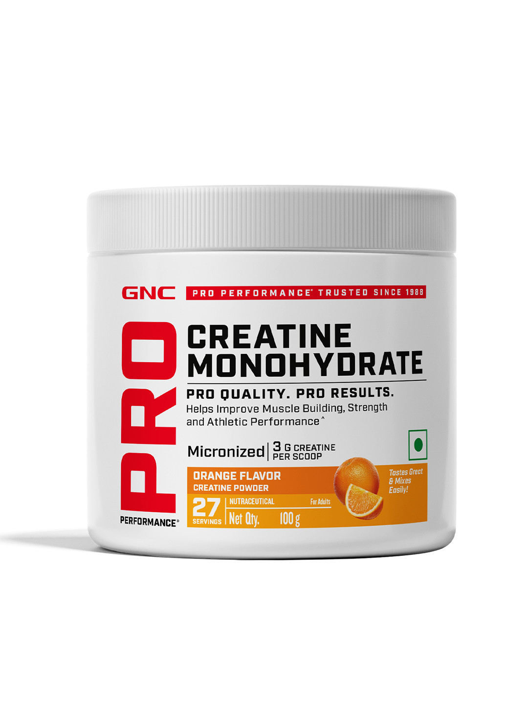 

GNC Pro Performance Pure Micronized Creatine Monohydrate Orange 100 gm, White