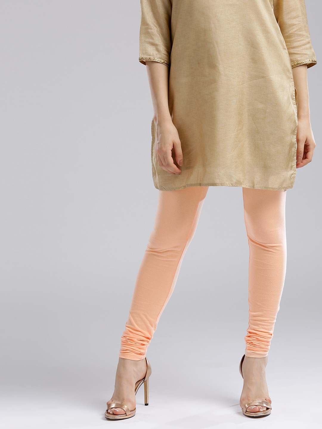 

W Peach-Coloured Churidar Leggings